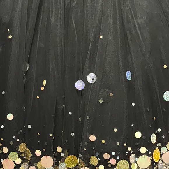 Size 4 Terani Satin Zebra Stripe & Net Tulle Halter Neck Party Dress AB Sequins - Picture 9 of 9